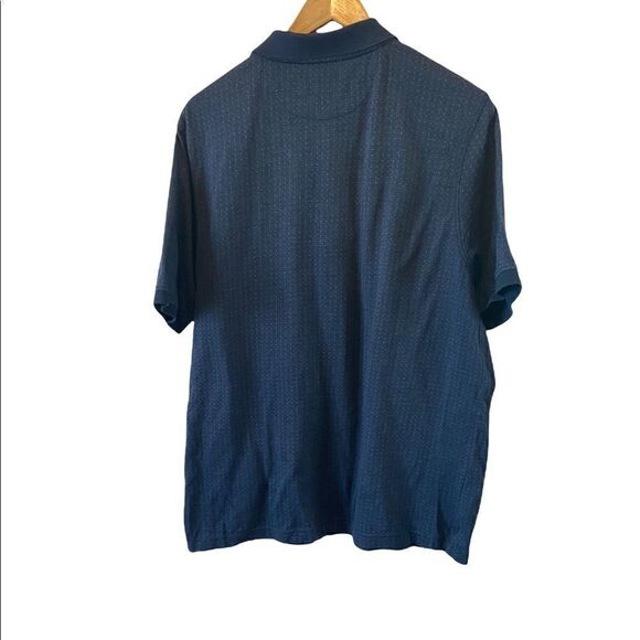 MENS DENVER HAYES Blue Printed Short Sleeve Casual Polo Shirt L - Picture 3 of 8